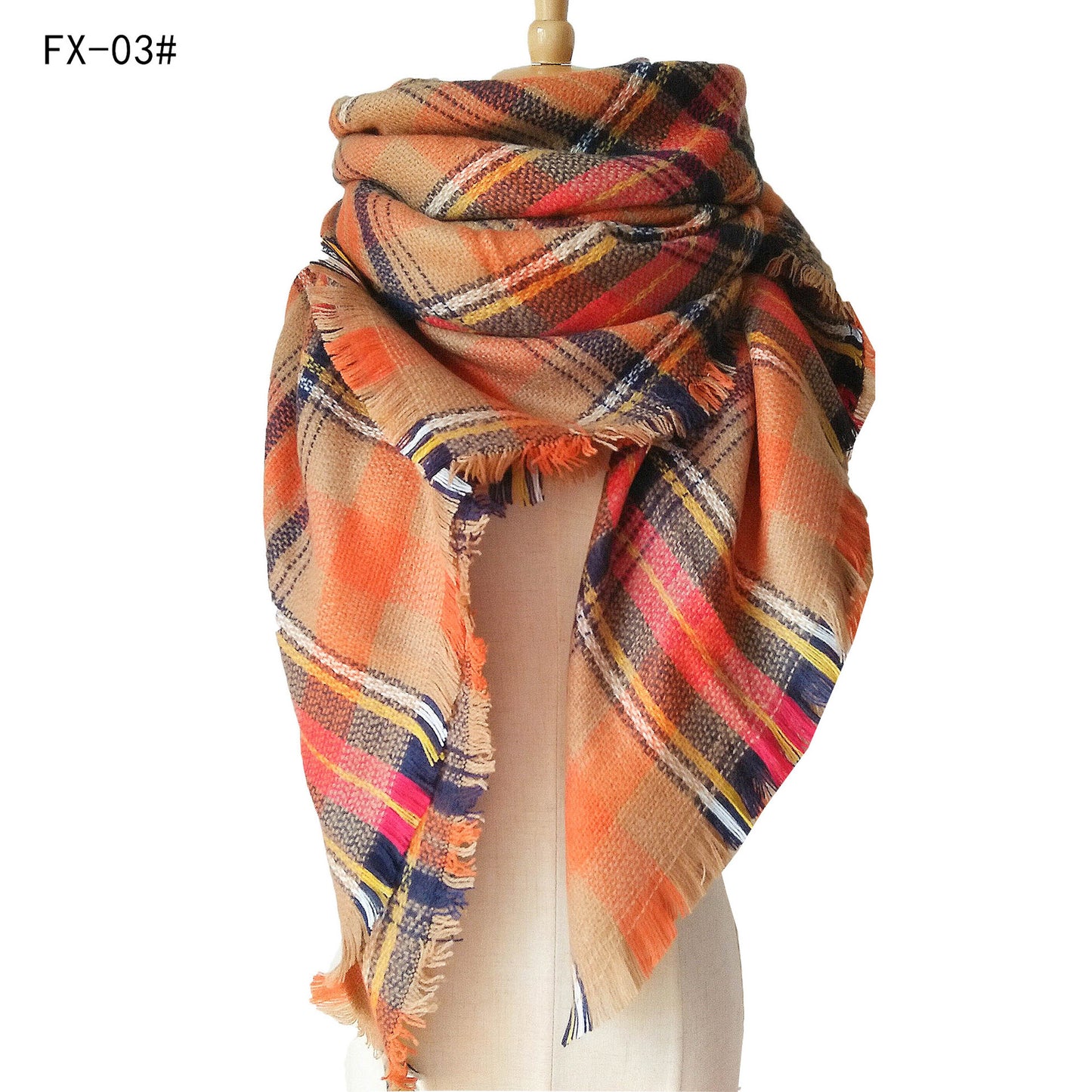 Double-Sided Colorful Plaid Scarf with Cashmere-like Feel - myETYN