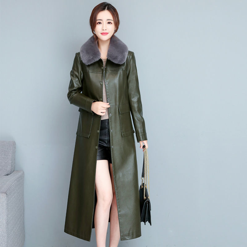 Ladies Fashion Thin Leather Trench Coat – Korean Style Sheepskin Outerwear