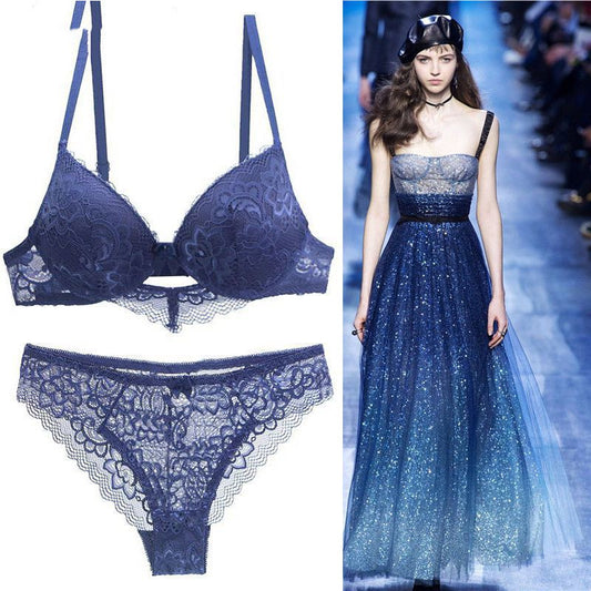 Women’s Bra Set – Embroidered Lace 3/4 Cup with Underwire Support