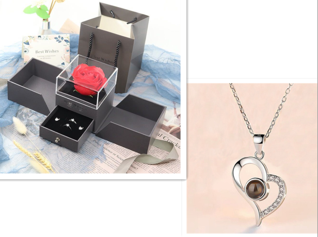 Hot Valentine's Day Gifts Metal Rose Jewelry Gift Box Necklace For Wedding Girlfriend Necklace Gifts - myETYN