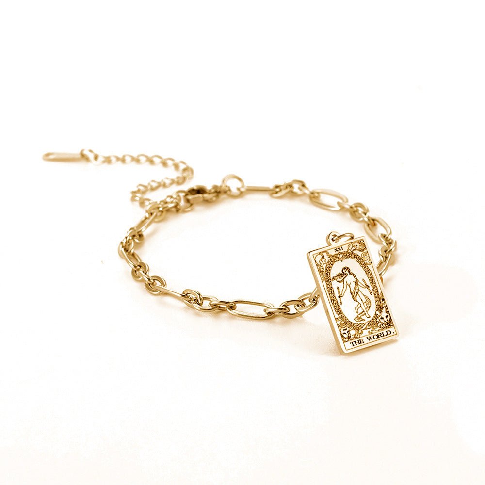 12 Tarot Card Series Fashion Trend Long Oval Link Chain Bracelet - myetyn