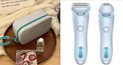 2 In 1 Hair Removal Epilator USB Rechargeable Trimmer Women Body Razor Face Leg Armpit Bikini Hand Pubic Shaver Hair Remover - myetyn