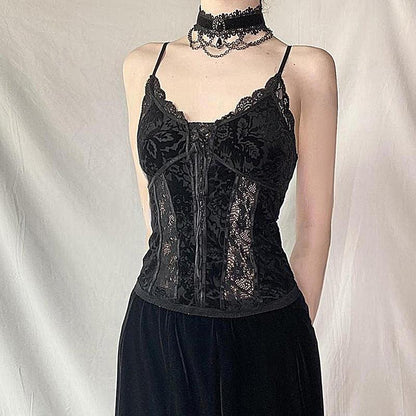 Dark Lace Camisole Vintage Court Style