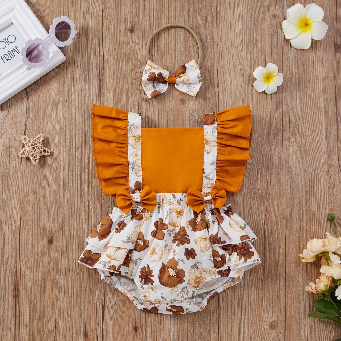 Strap Baby's Gown Two-piece Set