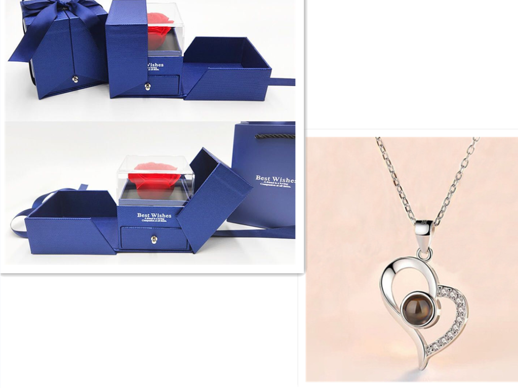 Hot Valentine's Day Gifts Metal Rose Jewelry Gift Box Necklace For Wedding Girlfriend Necklace Gifts - myETYN