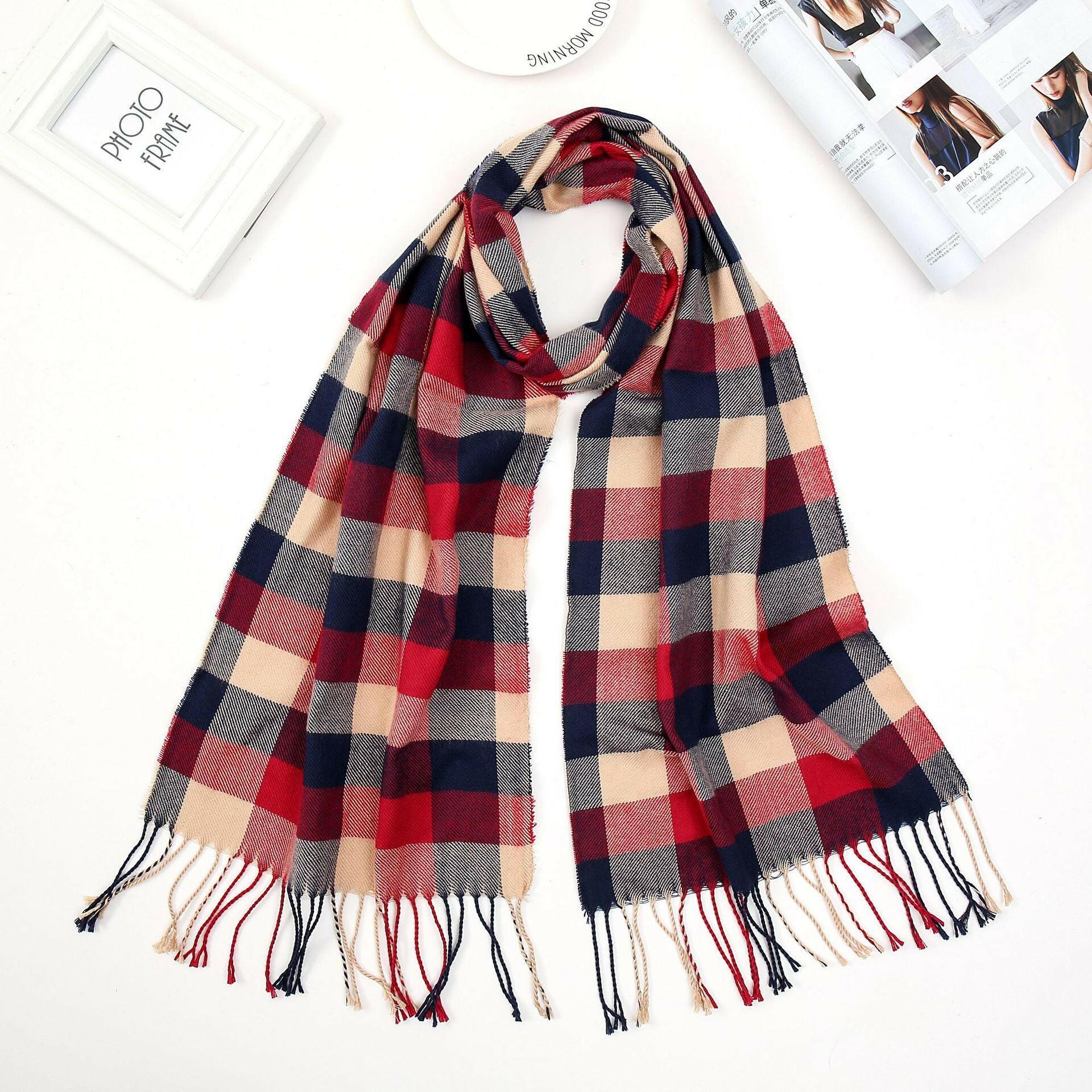 Men's Fashion English Plaid Faux Cashmere Scarf - myETYN