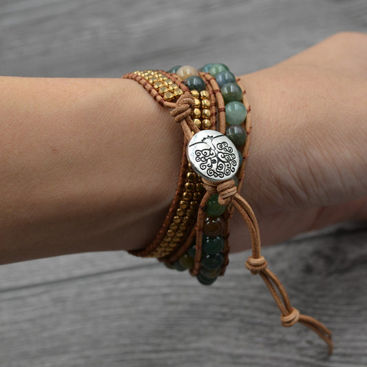 Retro Multilayer Indian Stone Beads Hand-woven Female Bracelet