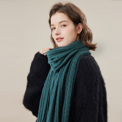 Winter Warmth: Versatile Solid Color Knitted Woolen Long Scarf for Women – Korean Style Shawl with a Sweet Fashion Touch - myETYN