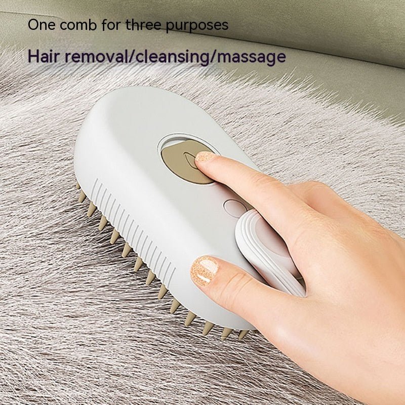 3 - in - 1 Electric Steam Brush for Pets - Grooming, Massage, Hair Removal - myetyn