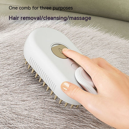 3-in-1 Electric Steam Brush for Pets - Grooming, Massage, Hair Removal