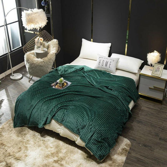 Pure Color Coral Fleece Single Layer Blanket: Cozy and Lazy Comfort