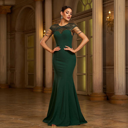 Elegant Sleeveless Sequin High-Waist Fishtail Evening Dress