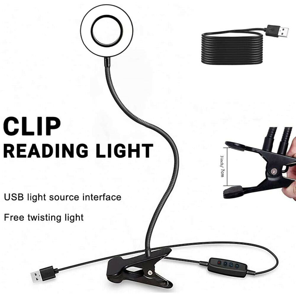 Clip On Desk Lamp LED Flexible Arm USB Dimmable Study Reading Table Night Light - myETYN