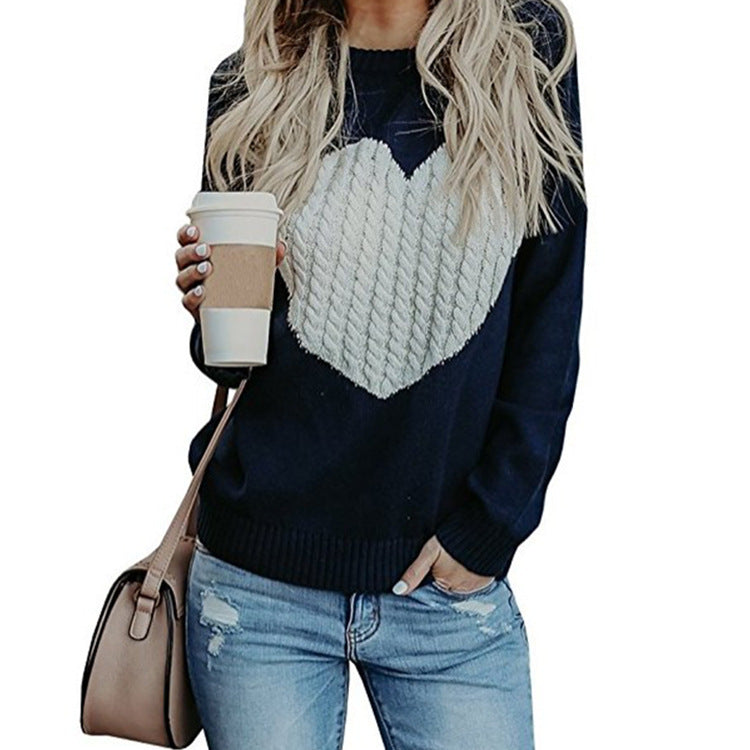 Love Printed Pullover Sweater For Women Solid Color Spring And Autumn Clothes - myETYN