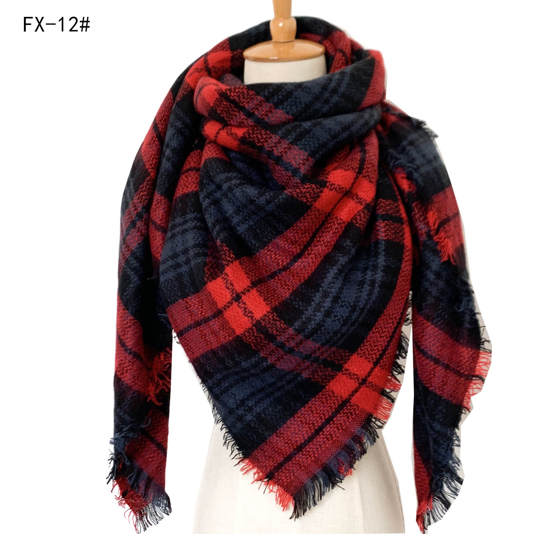 Double-Sided Colorful Plaid Scarf with Cashmere-like Feel - myETYN