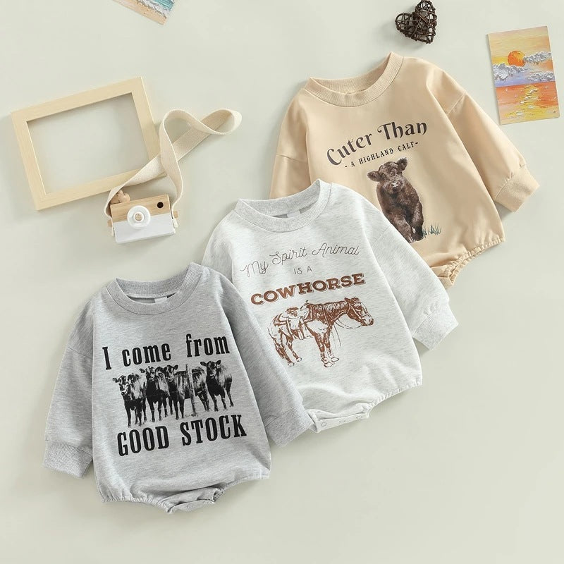 Infant Toddler Letter Animal Print Romper