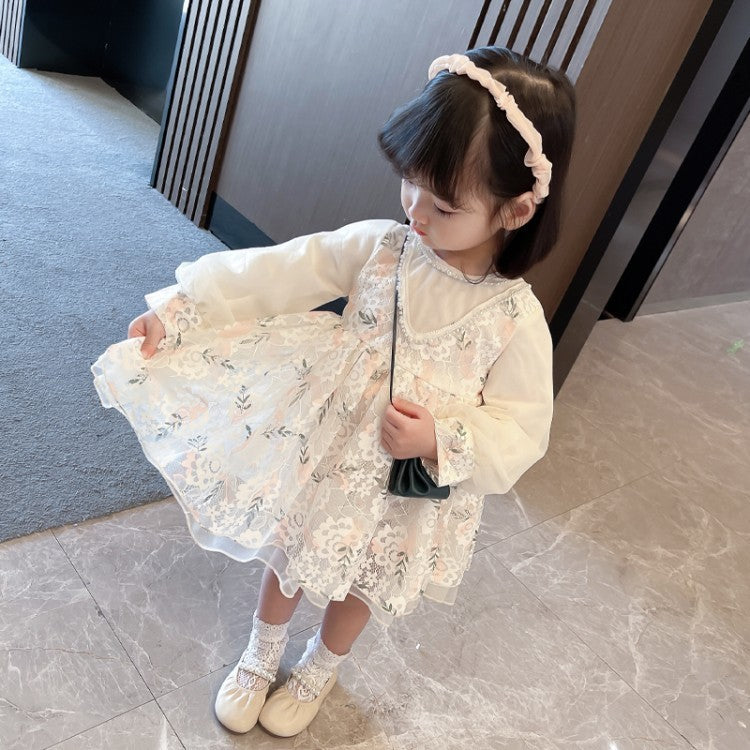 Children's Western Style Pearl Mesh Skirt