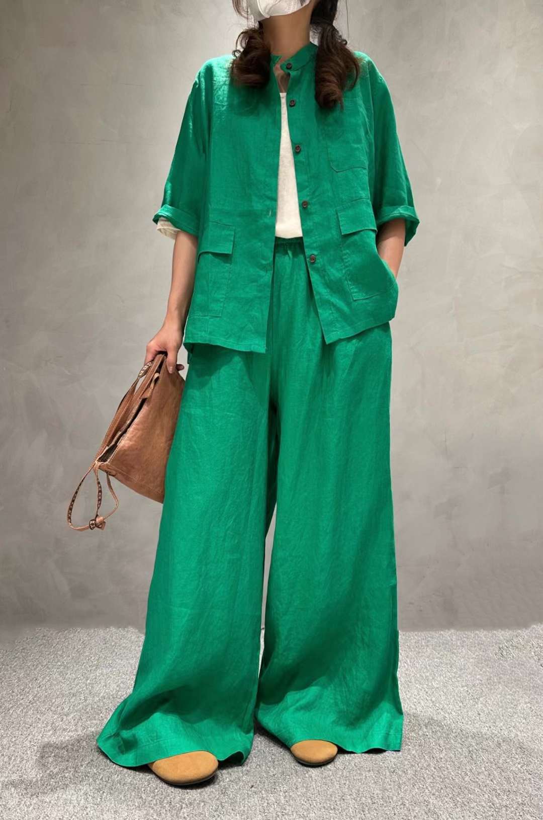 Women's Linen Co-Ord Set | Half Sleeve Shirt & Wide-Leg Pants