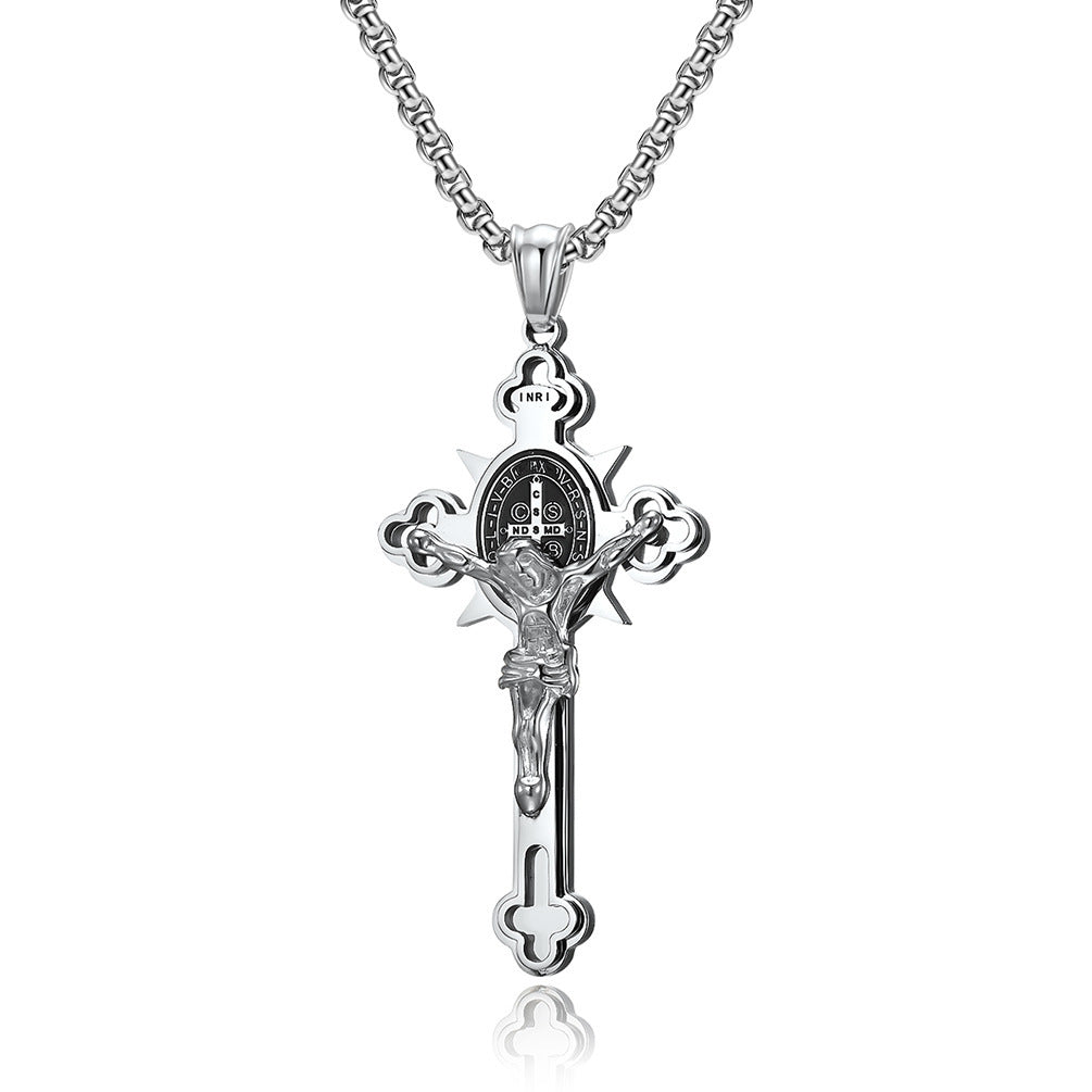 Stainless Steel Cross Necklace Retro Trend Three-dimensional