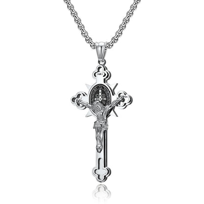 Stainless Steel Cross Necklace Retro Trend Three-dimensional