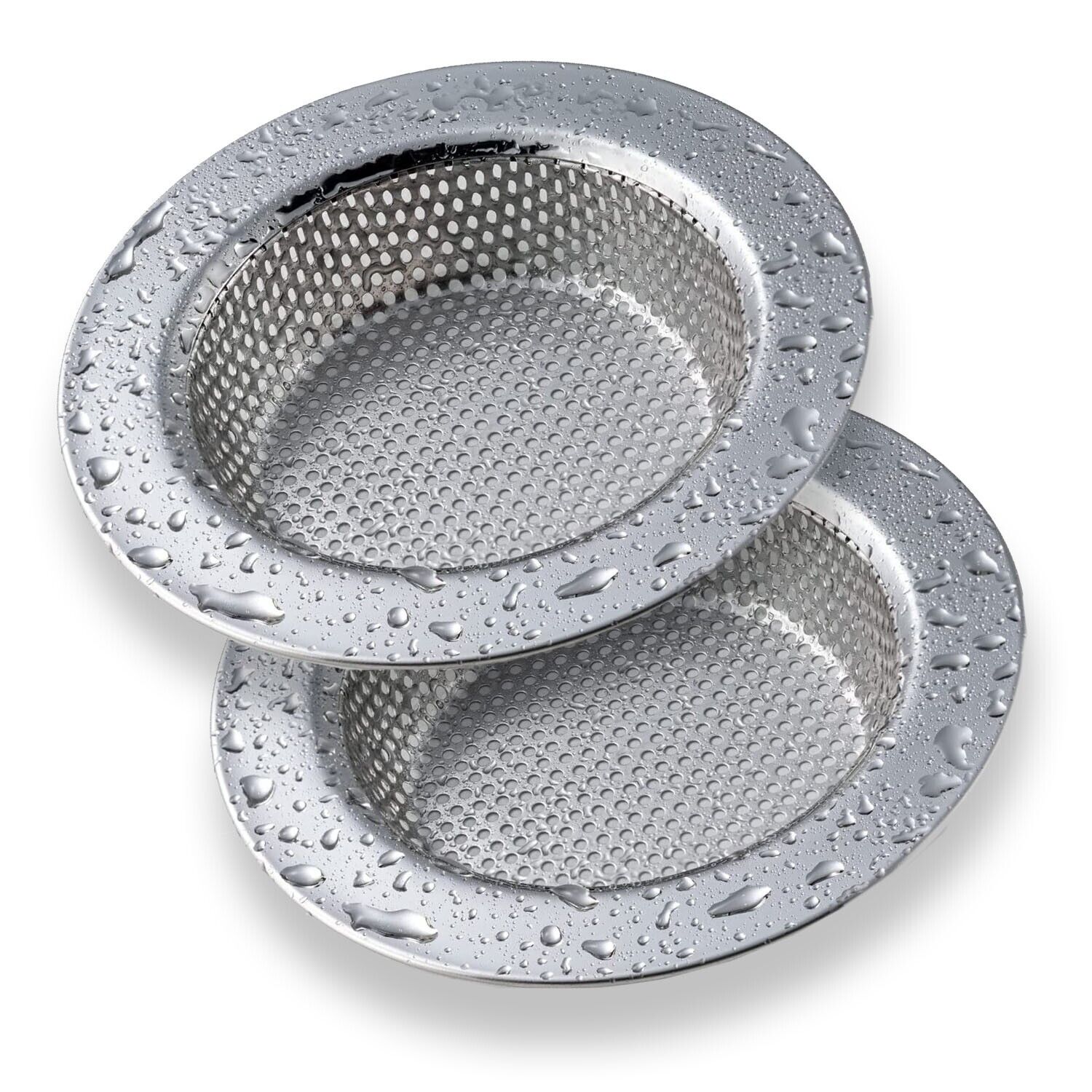 2pcs 4.5 Kitchen Sink Strainer Stopper Stainless Steel Drain Basket Waste Plug - myetyn