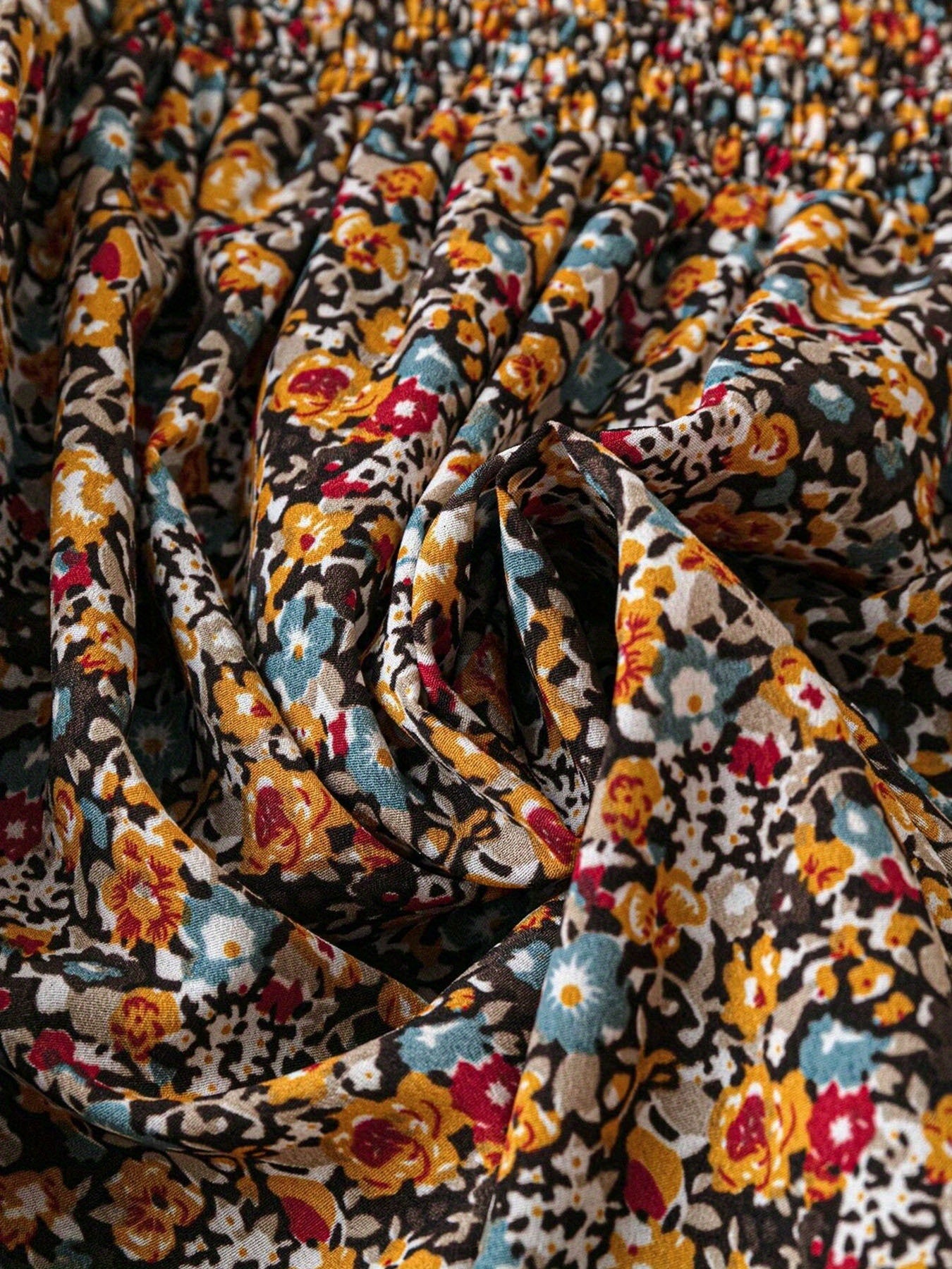 Women's Plus Size Elegant Shirred All-Over Print Blouse - Summer Stylish Square Neck Work Top