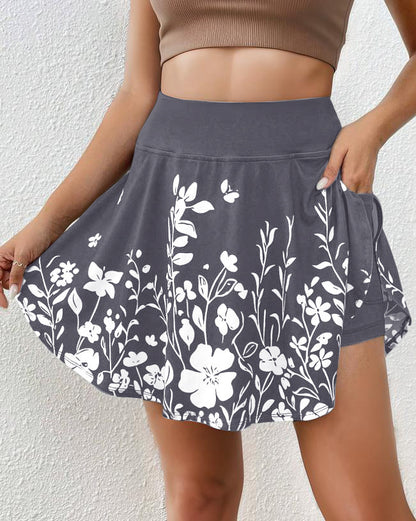 Women's Floral Print Loose Short Culottes