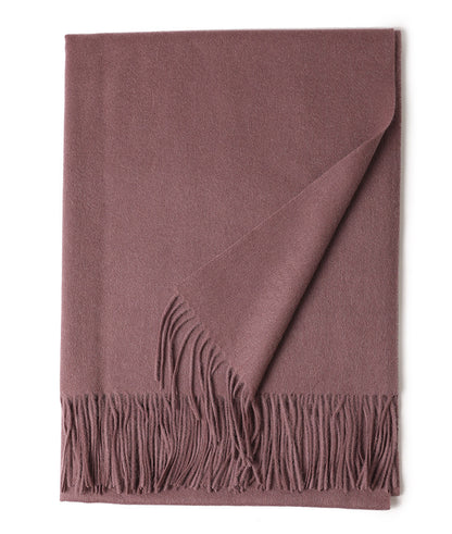 Women’s Solid Color Wool Tassel Scarf – Thick, Warm, Elegant Accessory