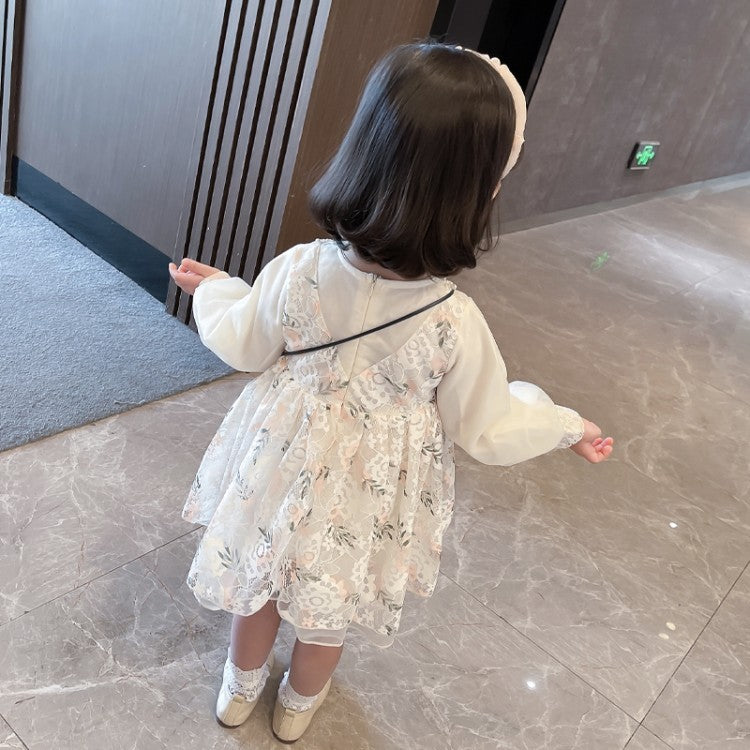 Children's Western Style Pearl Mesh Skirt