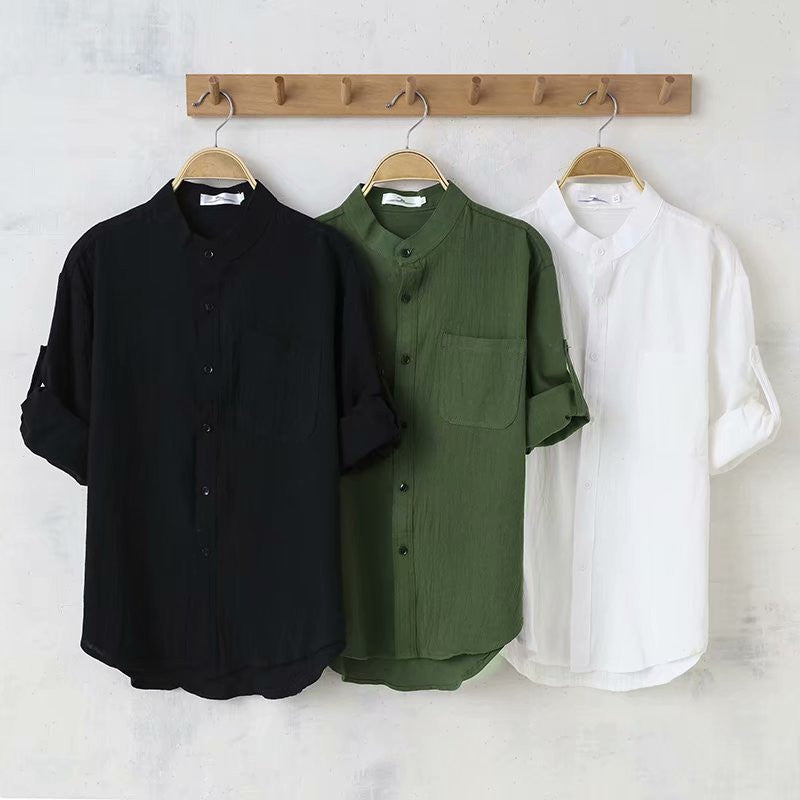 Summer Linen Shirt Men's Cotton And Linen Casual Loose Shirt