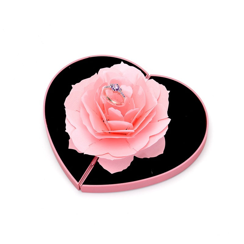 3D Love Box Heart-shaped Rose Flower Rotating Ring Box Valentines Day Gift - myETYN