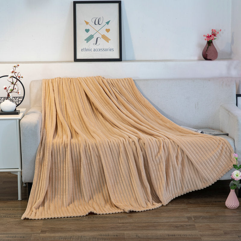 Pure Color Coral Fleece Single Layer Blanket: Cozy and Lazy Comfort