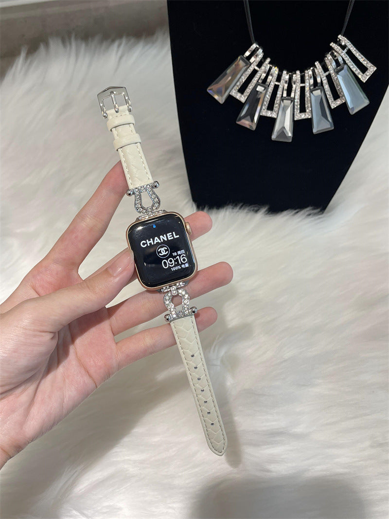 Woven Metal Diamond Strap Suitable For Watch Leather Wristband