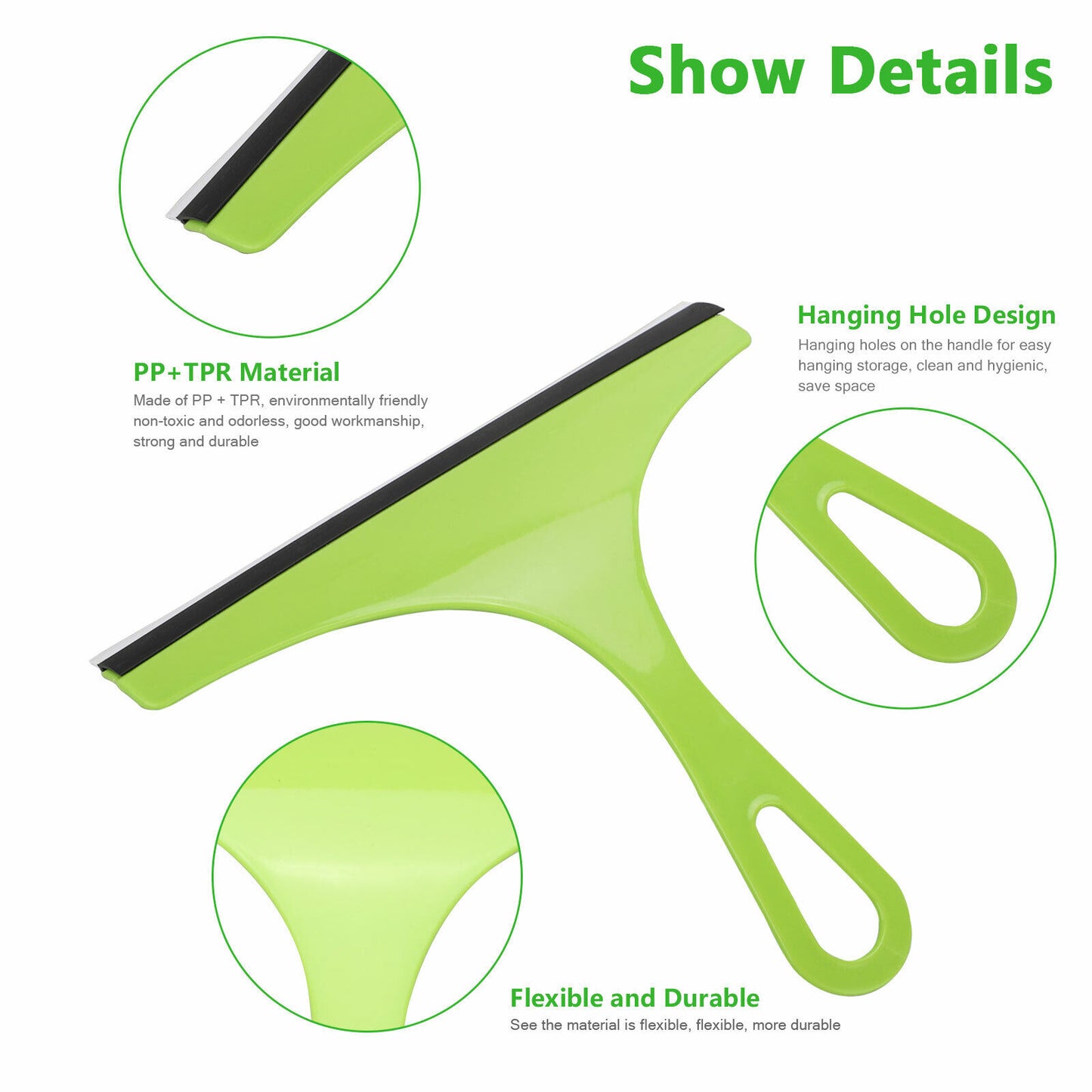 3X Glass Window Wiper Cleaner Squeegee Shower Screen Mirror Home Car Blade Brush Simple Green Car Glass Window Cleaner Wiper Cleaner Household Cleaning Brush Window Cleaning Tools - myETYN