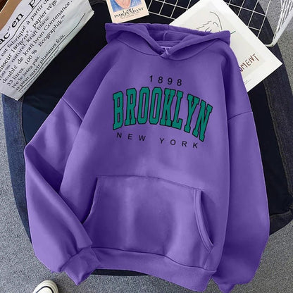 1898 Brooklyn New York Printed Women Hoodie - myetyn