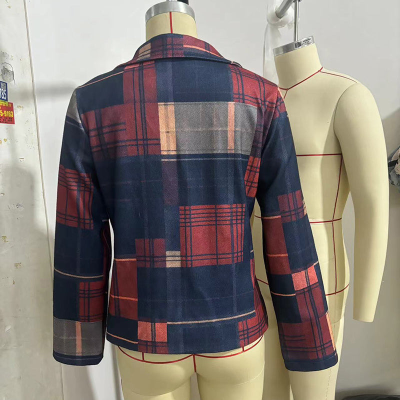 Vintage Women's Blazer With Stand Collar & Single Row Buttons Tailored Jacket For Autumn Winter Casual And Office Wear