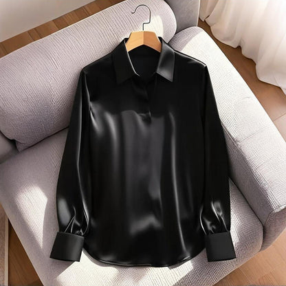Women’s Elegant V-Neck Long Sleeve Relaxed Fit Shirt