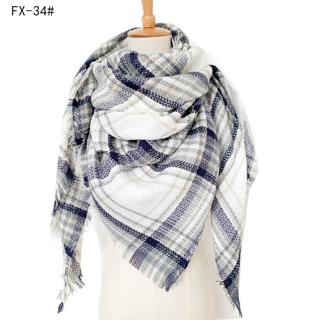 Double-Sided Colorful Plaid Scarf with Cashmere-like Feel - myETYN