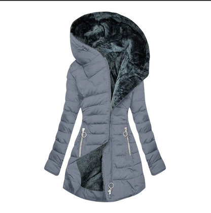 Women's Hooded Cotton Blend Zipper Jacket – Sweet Slim Fit Outerwear