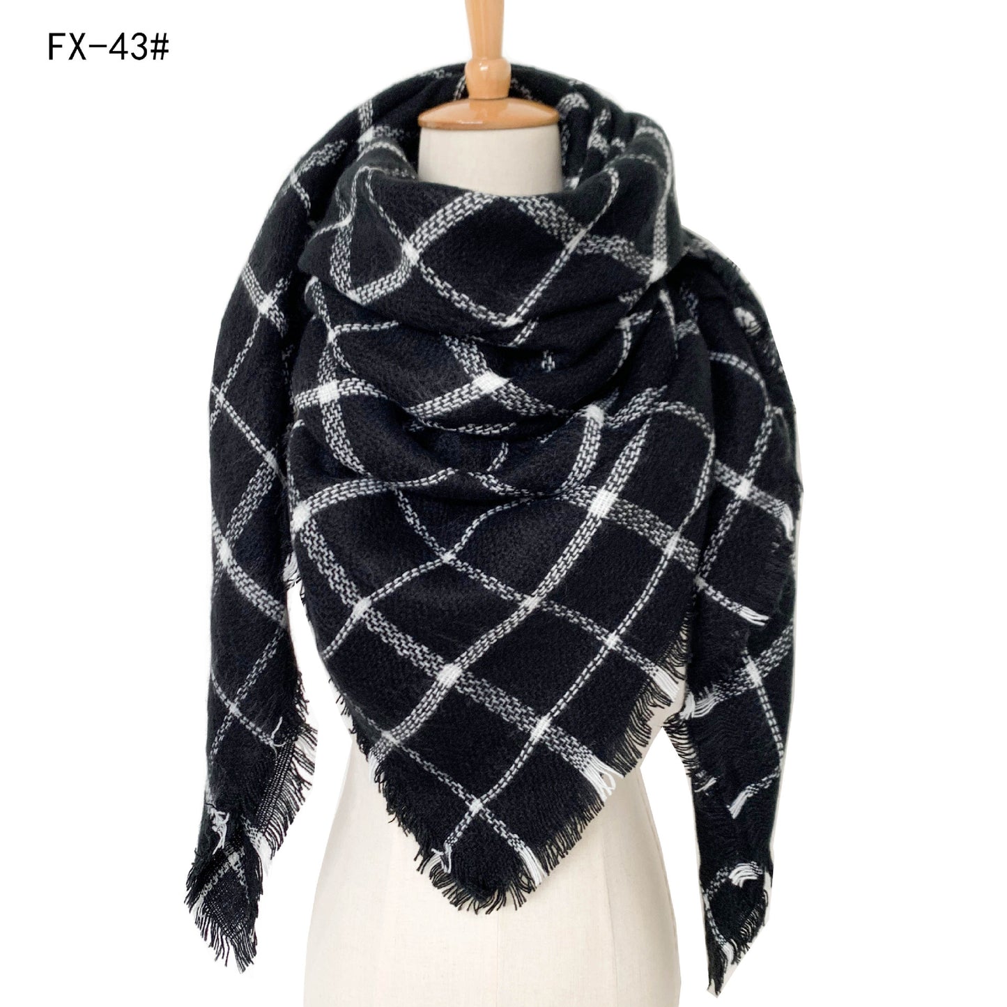 Double-Sided Colorful Plaid Scarf with Cashmere-like Feel - myETYN