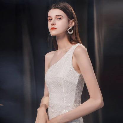 Luxury Sleeveless Fishtail Evening Gown for Socialite & Dinner Parties