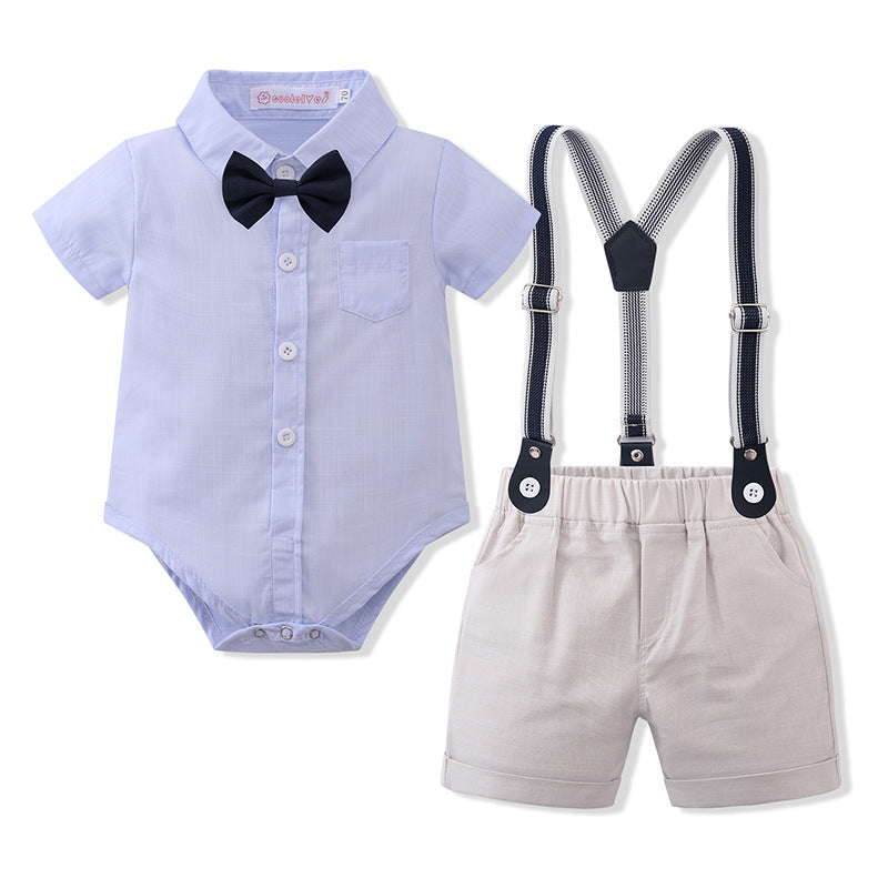 Summer Short Sleeved Children's Suspender Suit