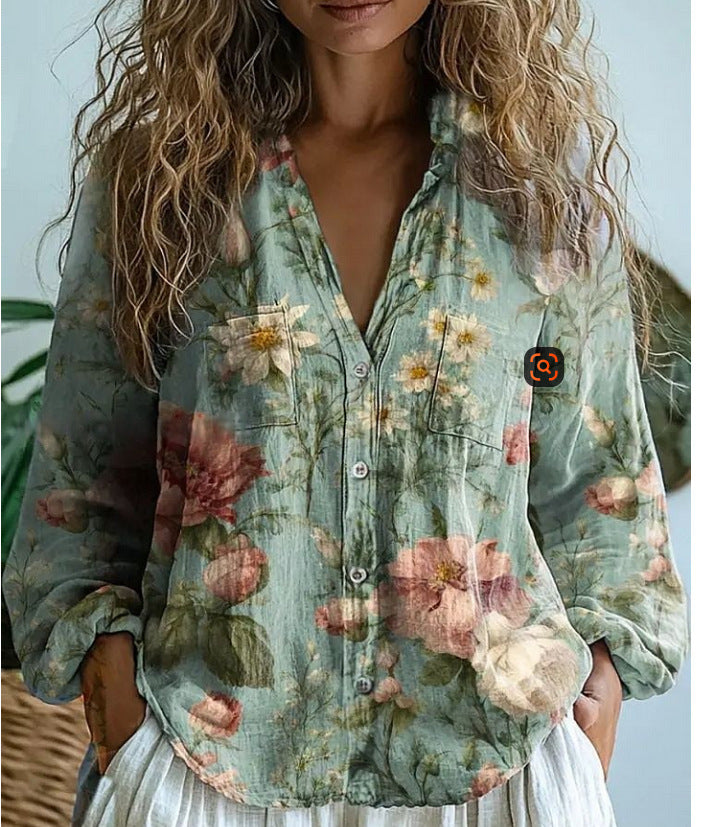 3D Printed Abstract Pattern Women's Long-Sleeved Blouse – Fashion Meets Comfort