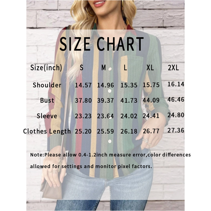 Womens Contrast Color Button Down Collared Shirt Casual Long Sleeve Business Office Work Blouses Tops