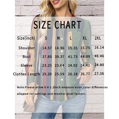 Womens Contrast Color Button Down Collared Shirt Casual Long Sleeve Business Office Work Blouses Tops