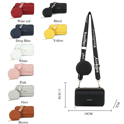 2pcs Lychee Texture Composite Bag Fashion Mobile Phone Bag With Small Coin Purse Letter Print Zipper Crossbody Shoulder Bag - myETYN