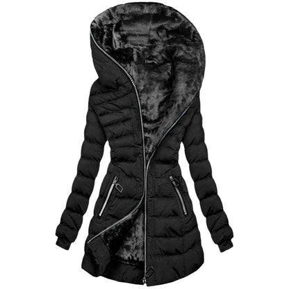Women’s Thick Cotton Winter Coat with Fur Collar & Goose Down