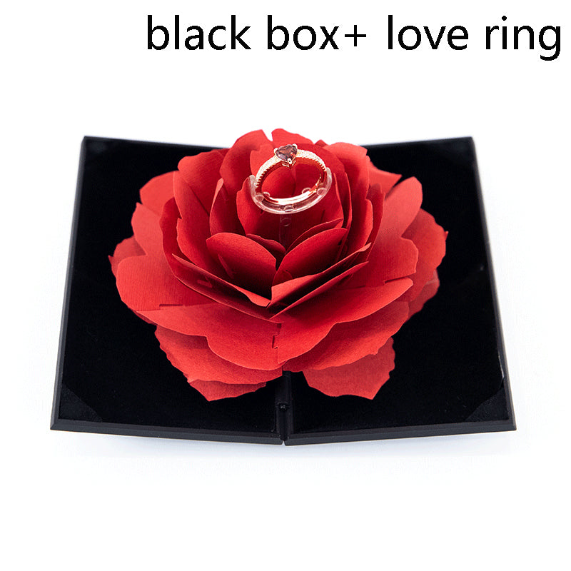 3D Love Box Heart-shaped Rose Flower Rotating Ring Box Valentines Day Gift - myETYN