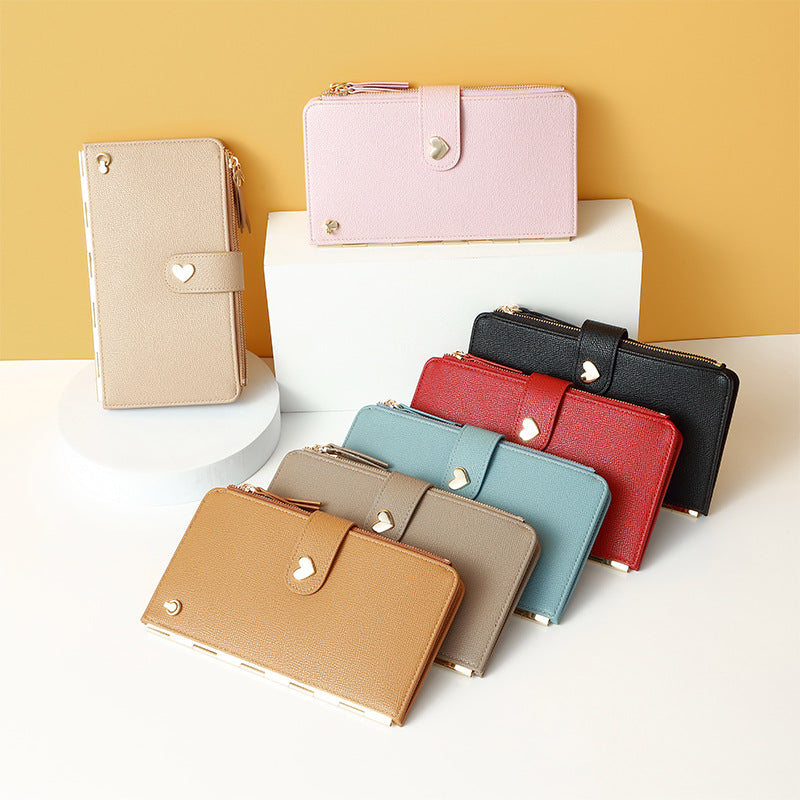 Mobile Phone Bags With Transparent Touch Screen Love Buckle Long Wallet Women Multifunctional Crossbody Shoulder Bag - myETYN