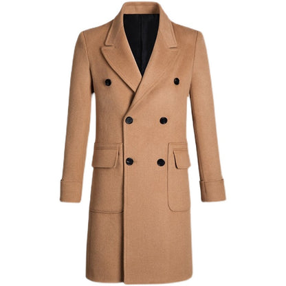 Slim Double Breasted Men's Autumn And Winter Woolen Trench Coat - myETYN